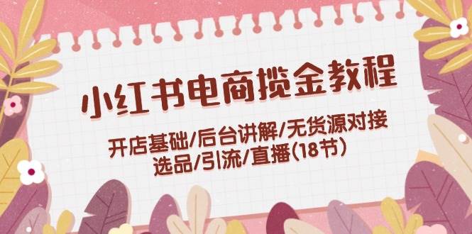 小红书电商揽金教程：开店基础/后台讲解/无货源对接/选品/引流/直播(18节)-IT吧