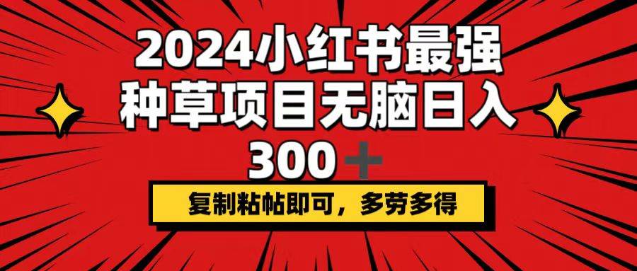 2024小红书最强种草项目，无脑日入300+，复制粘帖即可，多劳多得-IT吧