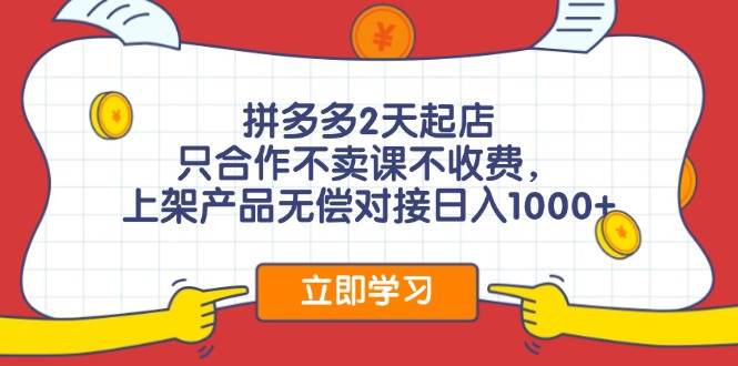 拼多多0成本开店，只合作不卖课不收费，0成本尝试，日赚千元+-IT吧