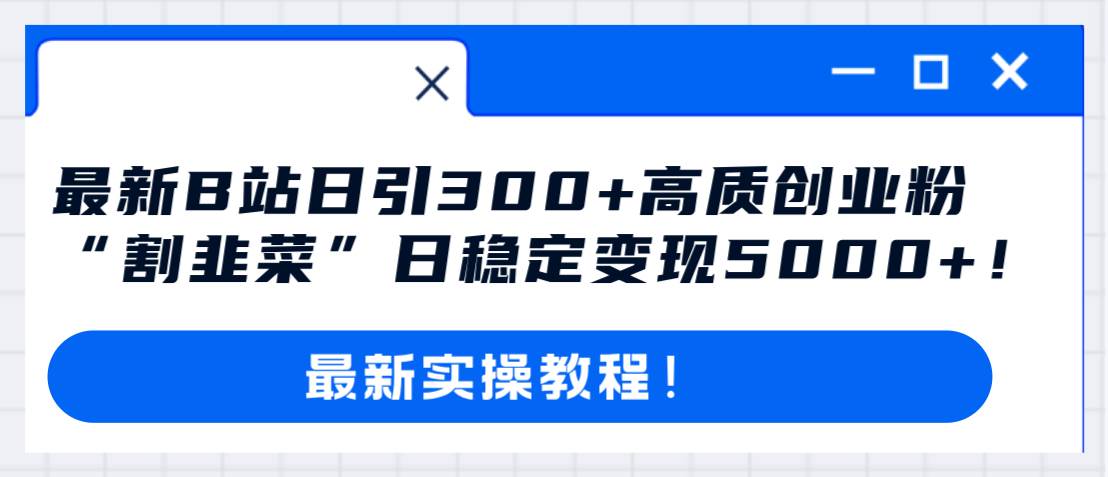 最新B站日引300 高质创业粉教程！“割韭菜”日稳定变现5000 ！-IT吧