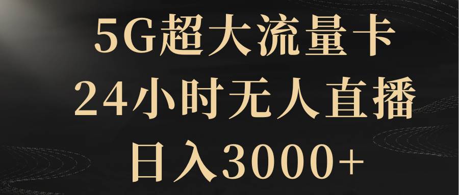 5G超大流量卡，24小时无人直播，日入3000-IT吧