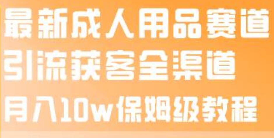 最新成人用品赛道引流获客全渠道，月入10w保姆级教程-IT吧