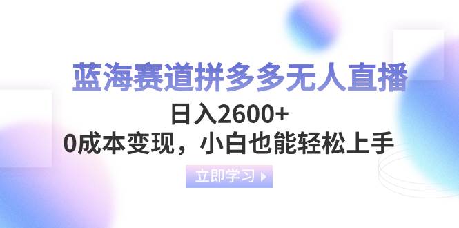 蓝海赛道拼多多无人直播，日入2600 ，0成本变现，小白也能轻松上手-IT吧