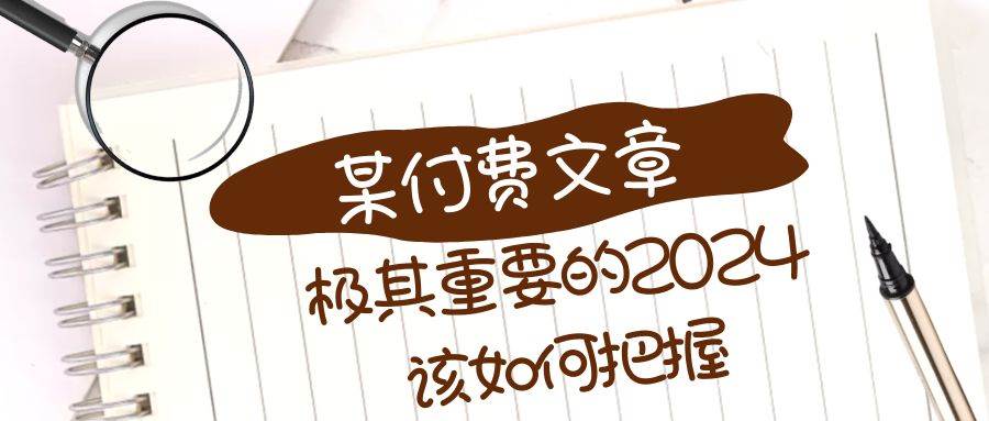 极其重要的2024该如何把握？【某公众号付费文章】-IT吧