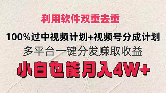 利用软件双重去重，100%过中视频+视频号分成计划小白也可以月入4W+-IT吧