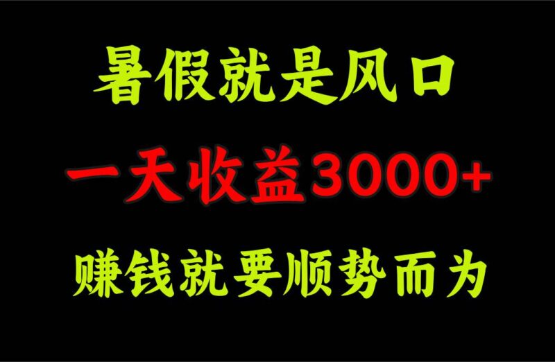 一天收益3000+ 赚钱就是顺势而为，暑假就是风口-IT吧