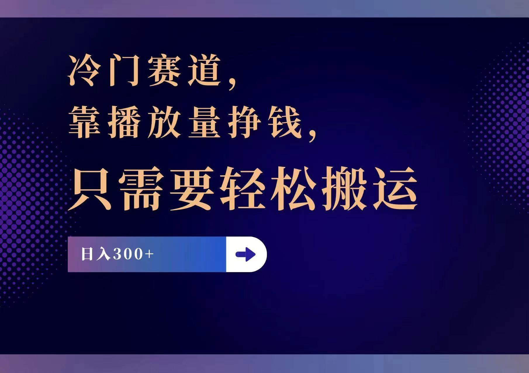 冷门赛道，靠播放量挣钱，只需要轻松搬运，日赚300+-IT吧