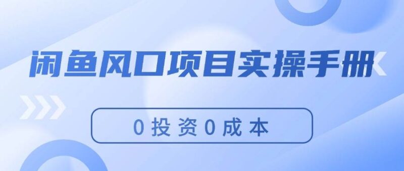 闲鱼风口项目实操手册，0投资0成本，让你做到，月入过万，新手可做-IT吧