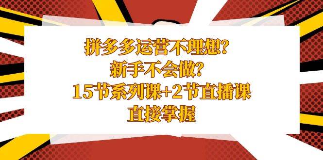 拼多多运营不理想？新手不会做？15节系列课 2节直播课，直接掌握-IT吧