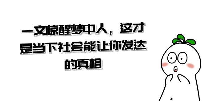 某公众号付费文章《一文 惊醒梦中人，这才是当下社会能让你发达的真相》-IT吧