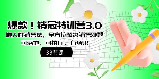 爆款！销冠特训营3.0之顺人性销售法，全方位解决销售难题、可落地、可执行、有结果-IT吧