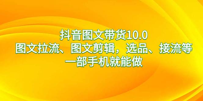 抖音图文带货10.0，图文拉流、图文剪辑，选品、接流等，一部手机就能做-IT吧