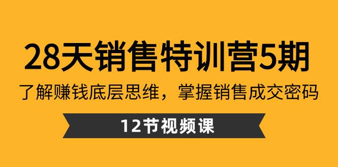 28天·销售特训营5期：了解赚钱底层思维，掌握销售成交密码（12节课）-IT吧