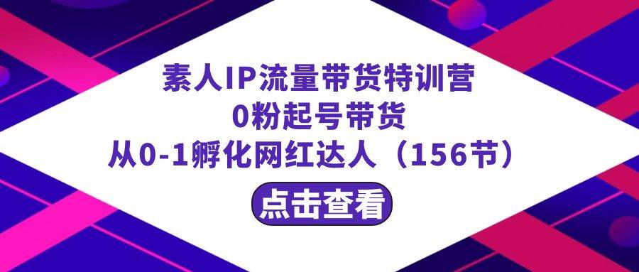 繁星·计划素人IP流量带货特训营：0粉起号带货 从0-1孵化网红达人（156节）-IT吧