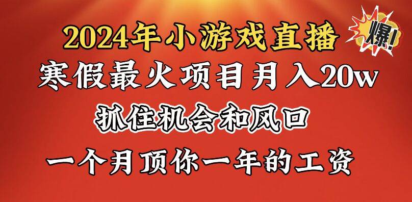 2024年寒假爆火项目，小游戏直播月入20w ，学会了之后你将翻身-IT吧